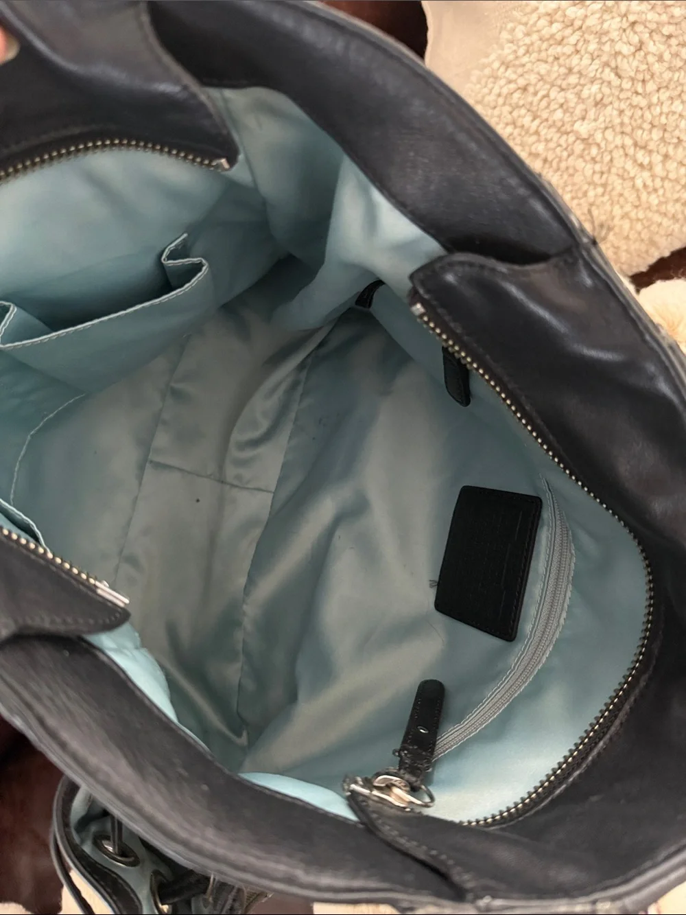 Coach Olive and Black Signature Tote with Chain Accent